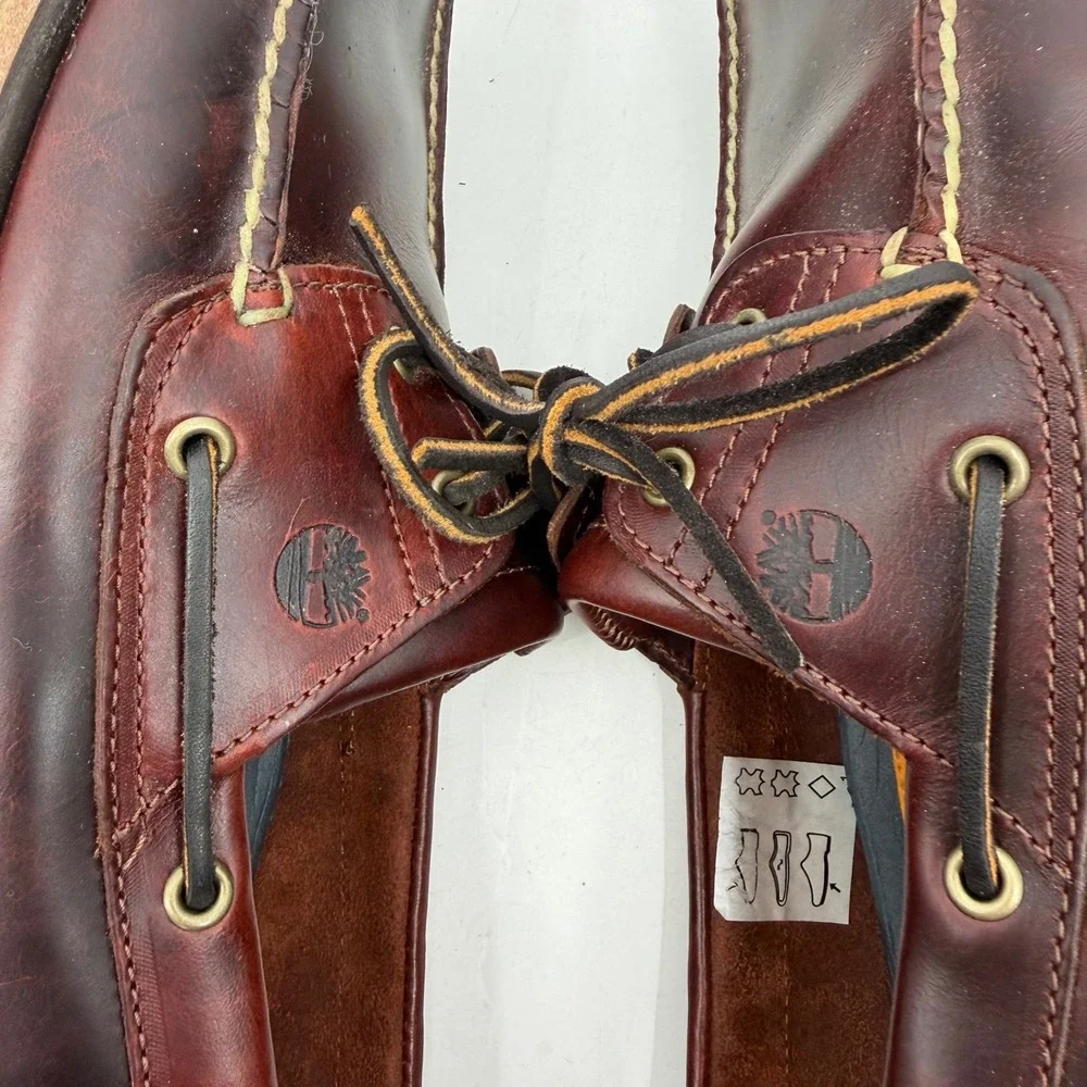 Timberland Boat Shoes Mens 14M Burgundy Leather 2-Eye Classic Deck